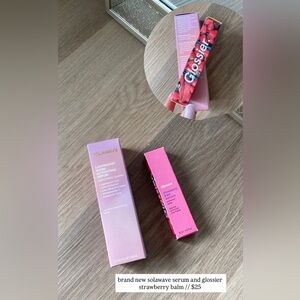 brand new solawave serum and glossier strawberry